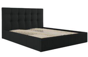Černá látková dvoulůžková postel MICADONI Phaedra 140 x 200 cm